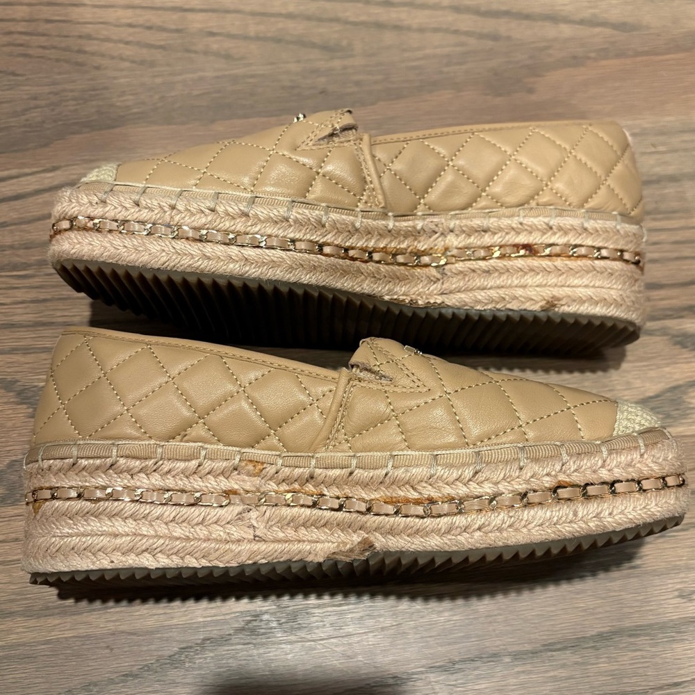 Karl Lagerfeld Tan Leather Espadrilles Size 6 - Picture 5 of 8